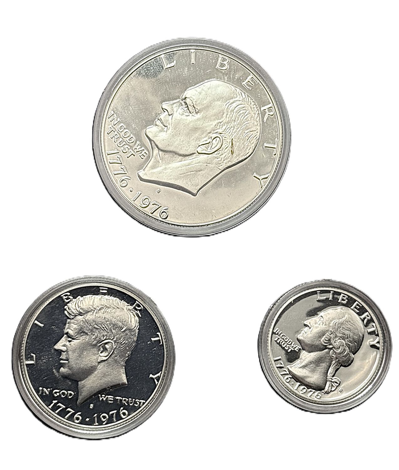 1976 US Bicentennial Silver Proof Set - 3 Coins 40% Silver