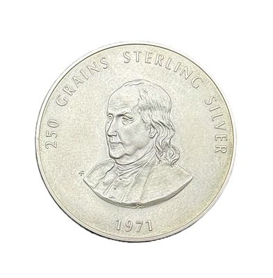 1971 Franklin Mint 250 Grains Sterling Silver Benjamin Franklin Round - Private Treasury of Harold W. Griffin