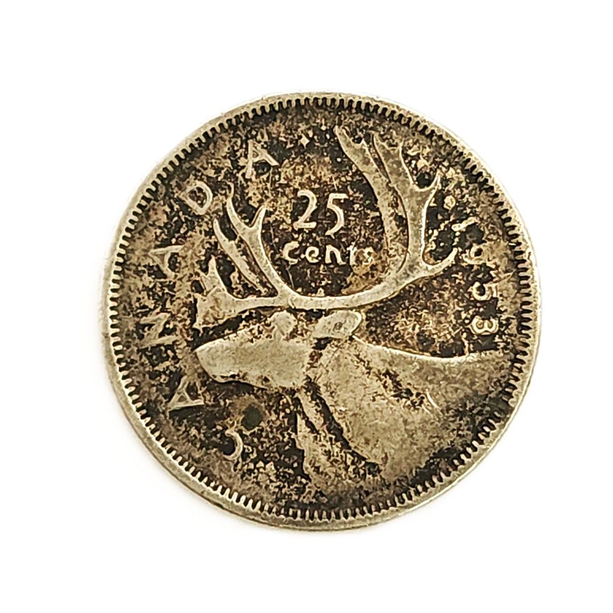 1965 Canada Silver 25 Cents Elizabeth II  Caribou Quarter