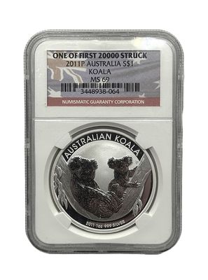 2011P Australian Silver Koala MS69 NGC First 20,000 Struck