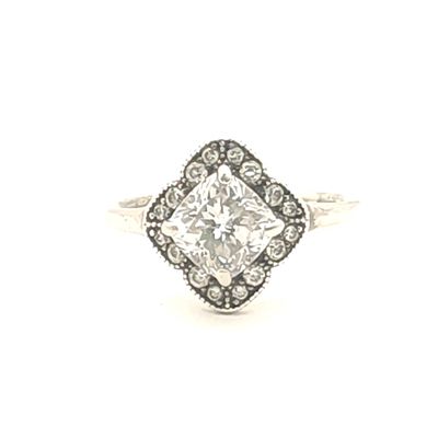 Sterling Silver Vintage Style Clear Stone Ring Size: 7
