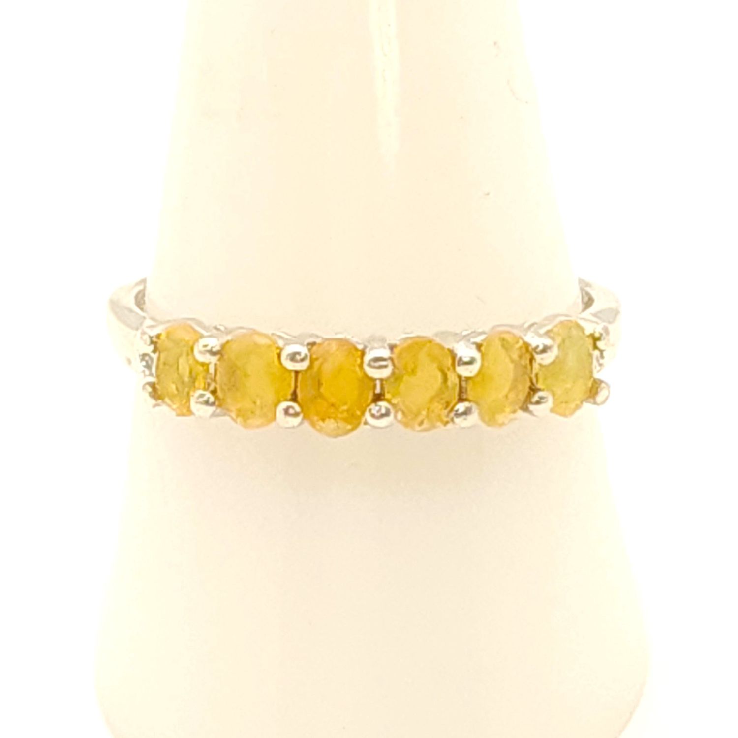 Sterling Silver Yellow Opal Eternity Ring Size 9.5