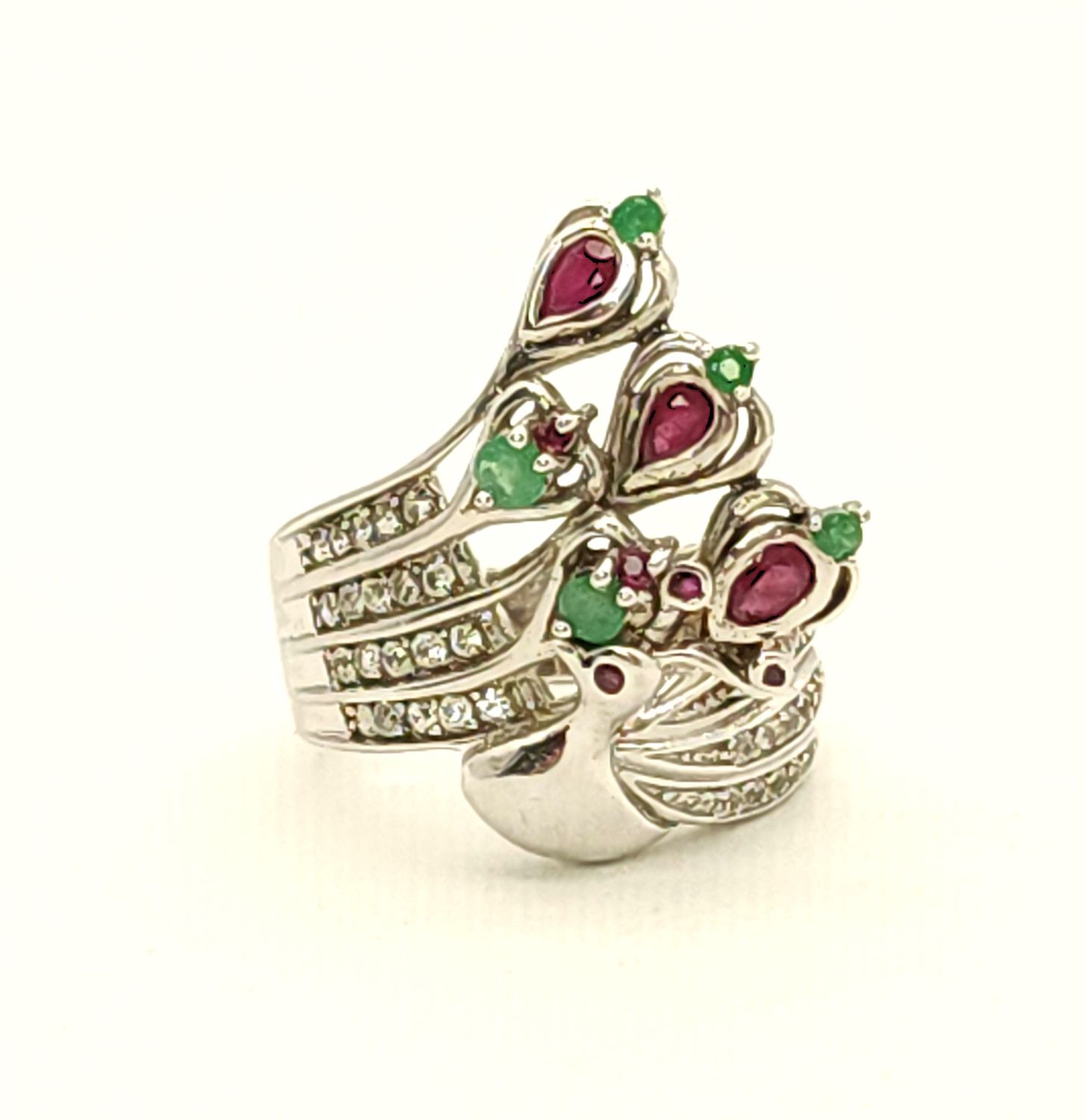 Sterling Silver Peacock  Ring Size 7.5