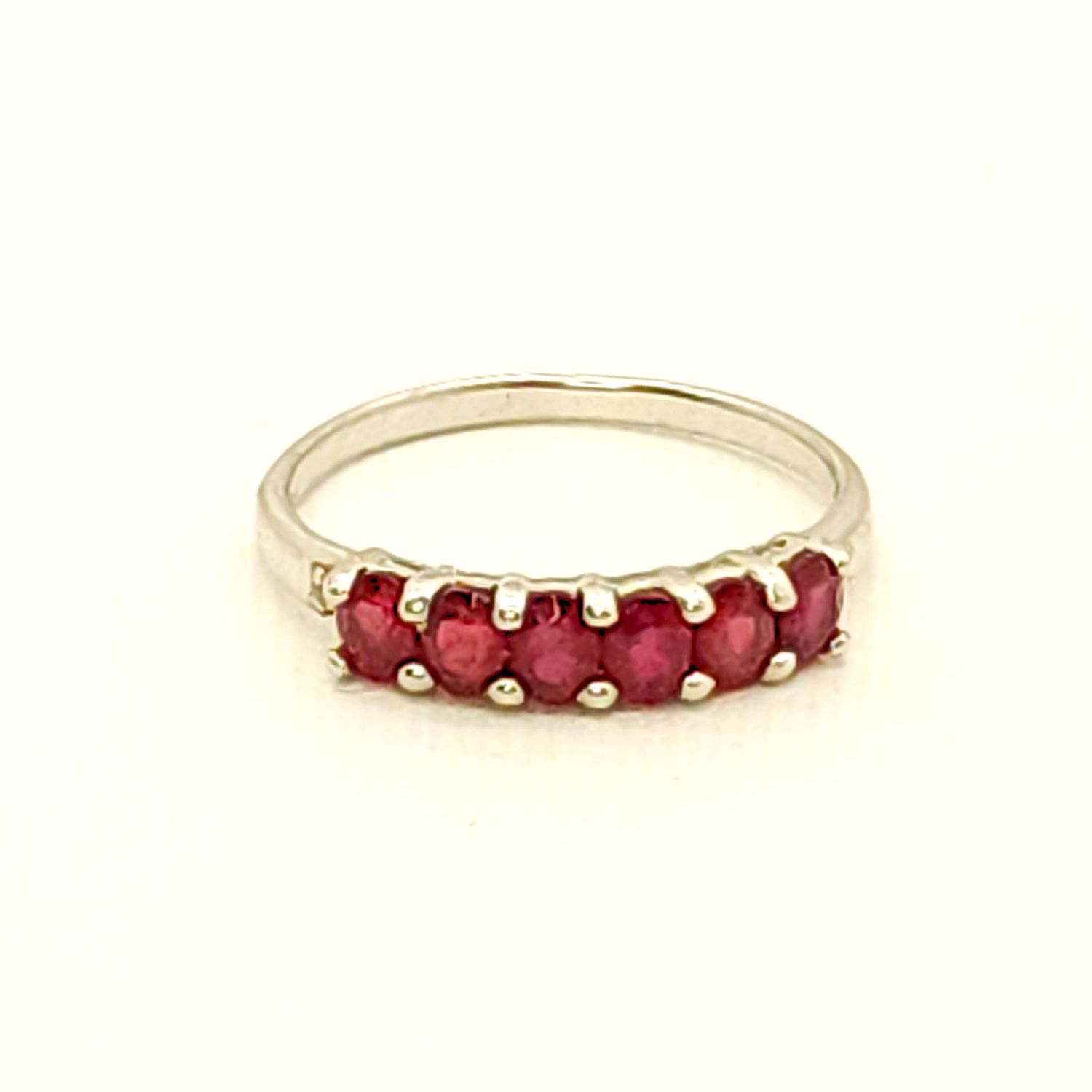 Sterling Silver Red Stone Eternity Band Ring Size: 9