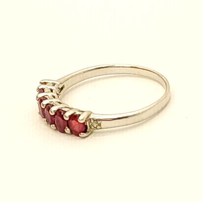 Sterling Silver Red Stone Eternity Band Ring Size: 9