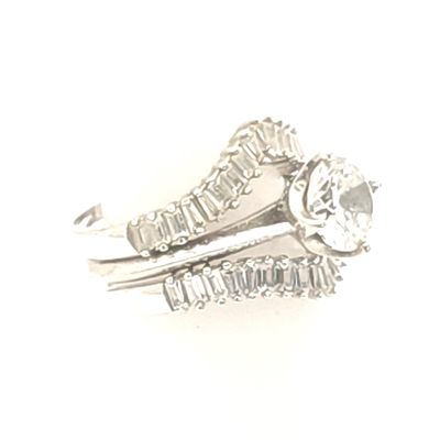 Sterling Silver Clear Stone Bridal Set Size: 8