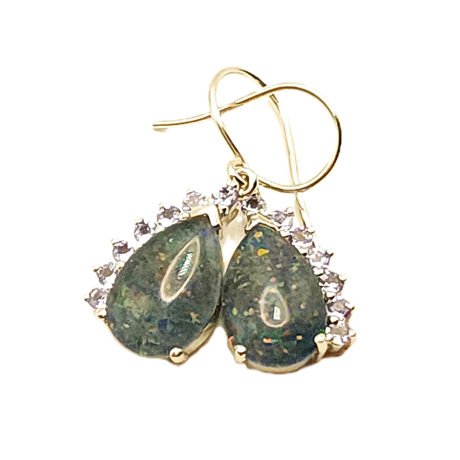 Sterling Silver Black Opal Teardrop Earrings