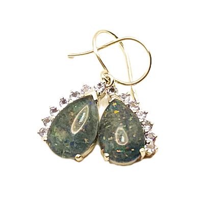 Sterling Silver Black Opal Teardrop Earrings