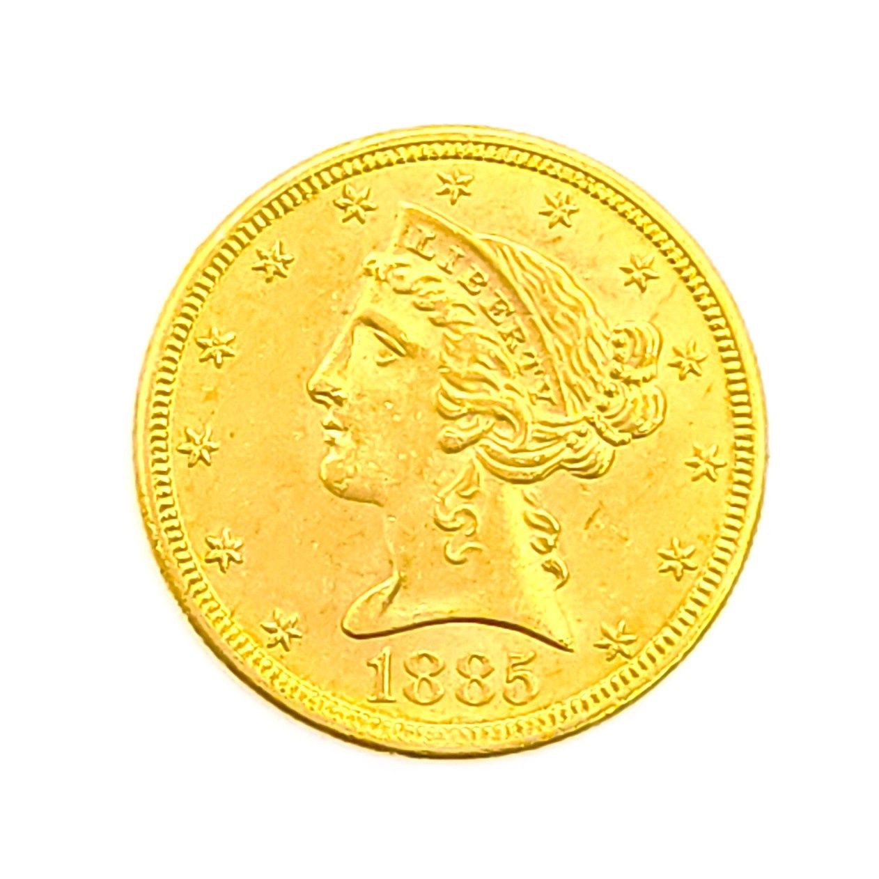 1885-S $5 Gold Liberty Head Half Eagle with Motto - Almost Uncirculated