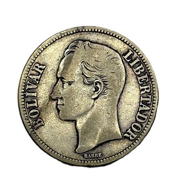1935 Venezuela 5 Bolivares Silver Coin