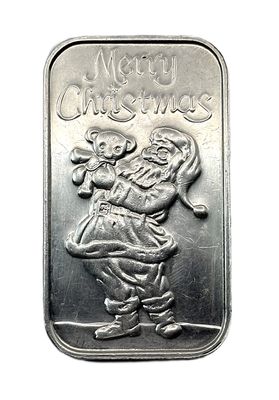 1995 Santa Teddy Bear 1 oz Silver Bar