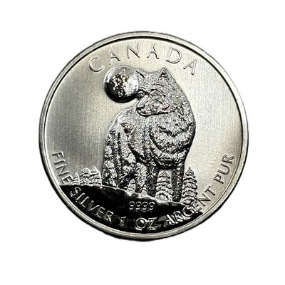 2011 Canadian $5 Timber Wolf 1 oz Silver  Round