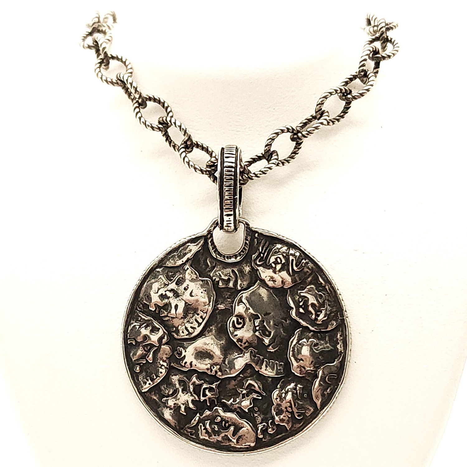 Sterling Silver Silpada Hammered Pendant &amp; Sterling Silver Link Necklace 18"