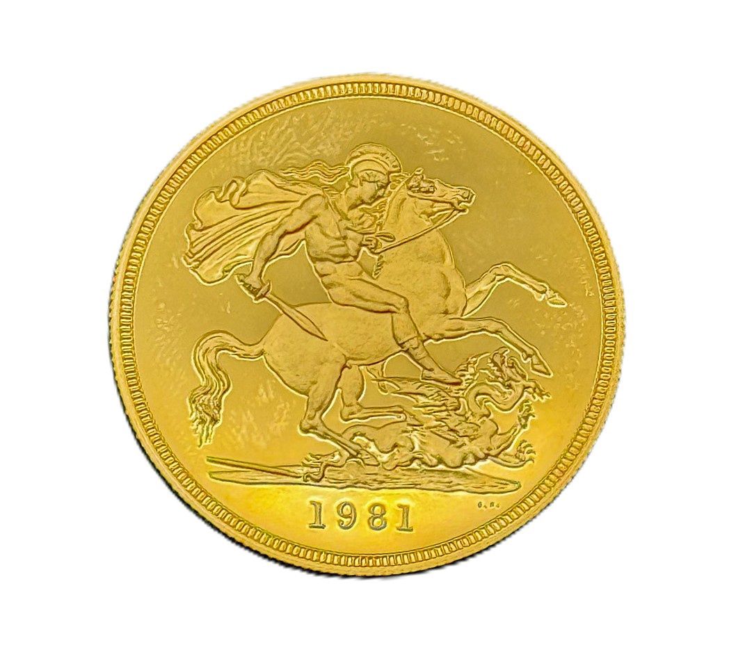1981 UK Gold 1.41 oz Proof £5 Quintuple Sovereign