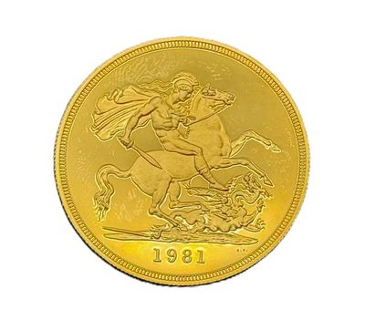 1981 UK Gold 1.41 oz Proof £5 Quintuple Sovereign