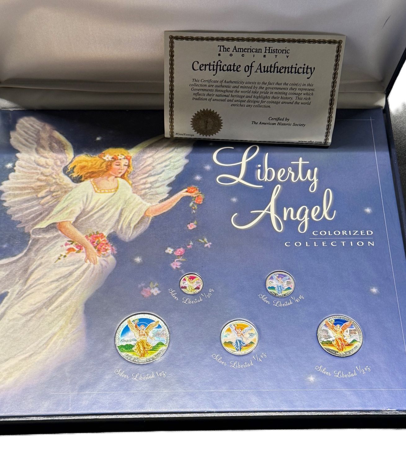 Liberty Angel Colorized Mexican Libertad Silver Set