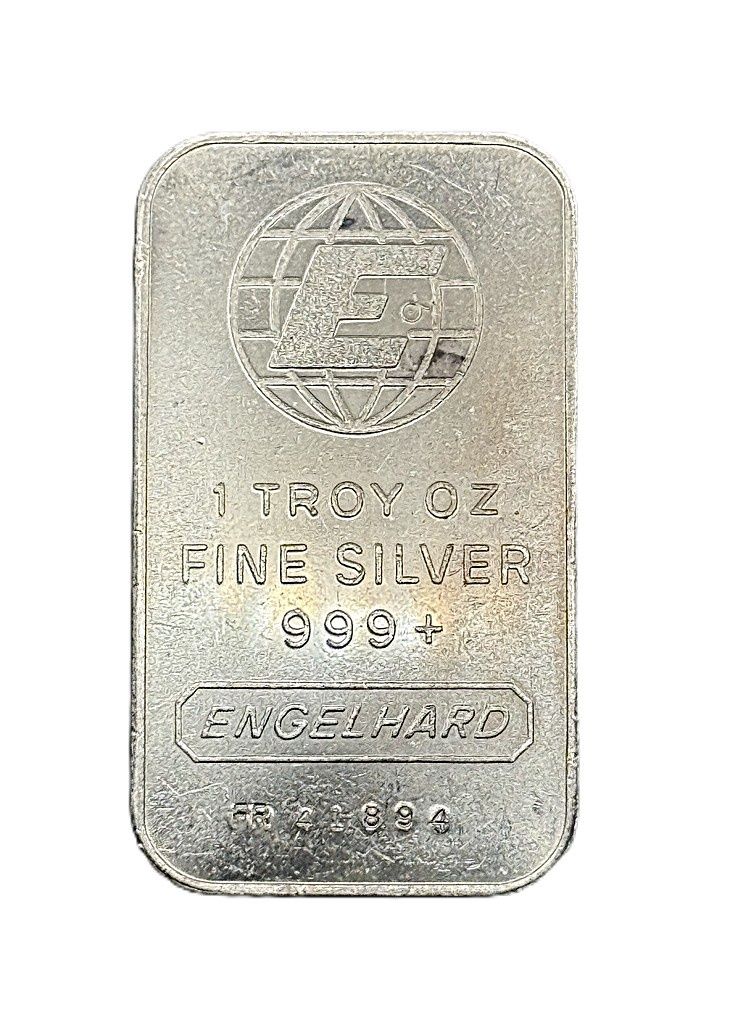 Vintage Engelhard 1 oz Silver Bar .999 Fine