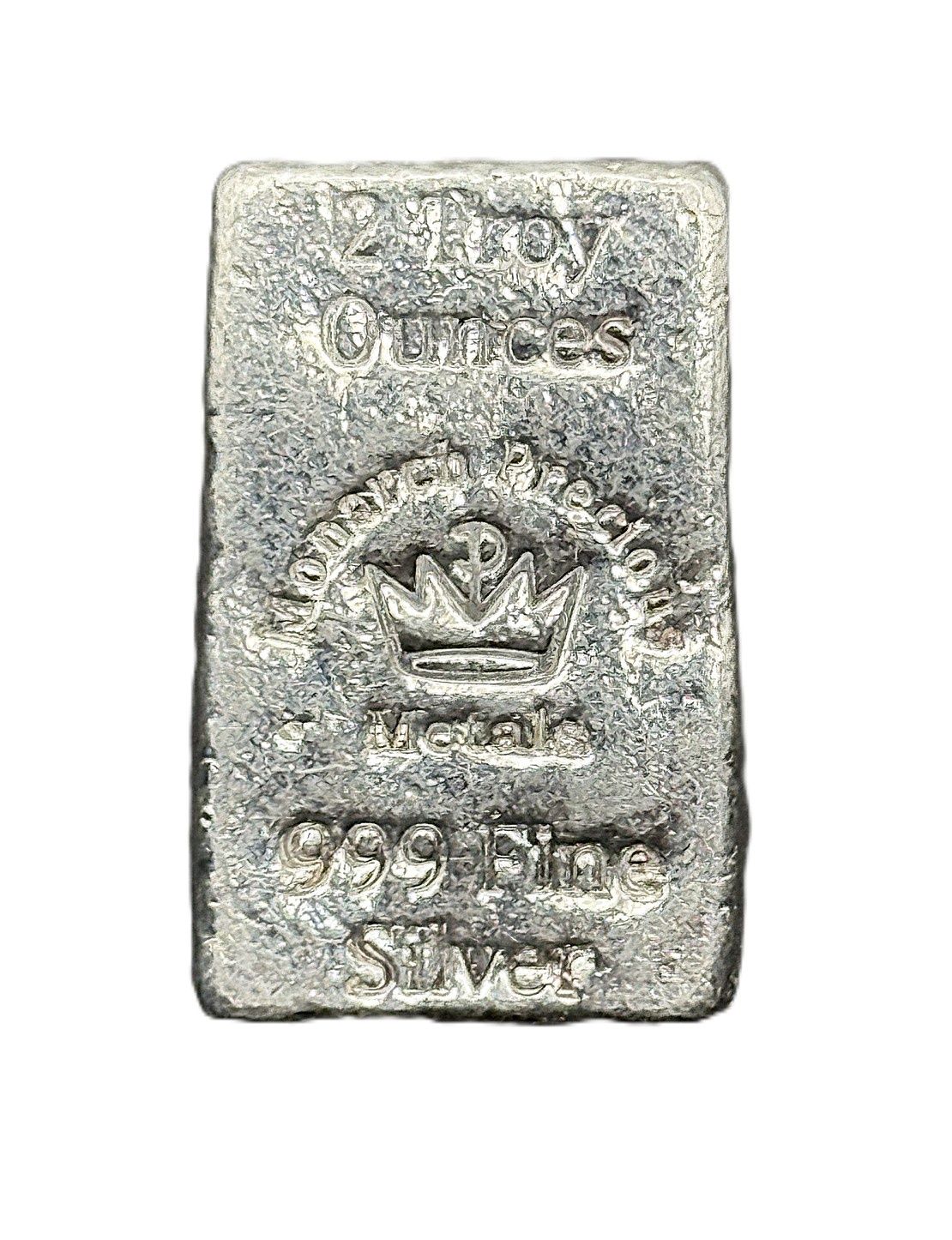 2 oz Monarch Precious Metals Silver Bar .999 Fine
