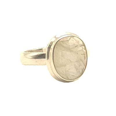 Sterling Silver Oval Moonstone Ring- Size: 7.5