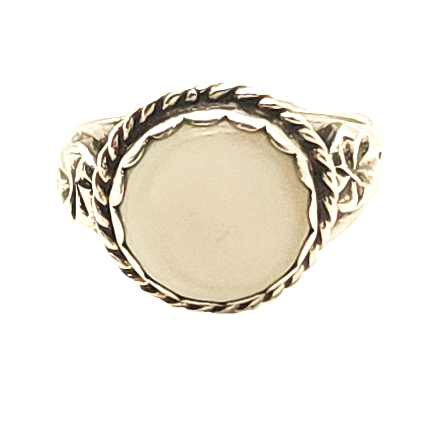 Sterling Silver Vintage Round Mother of Pearl Ring- Size: 6