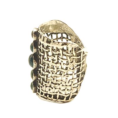 Sterling Silver Hadar Green Agate Net Ring- Size: 8