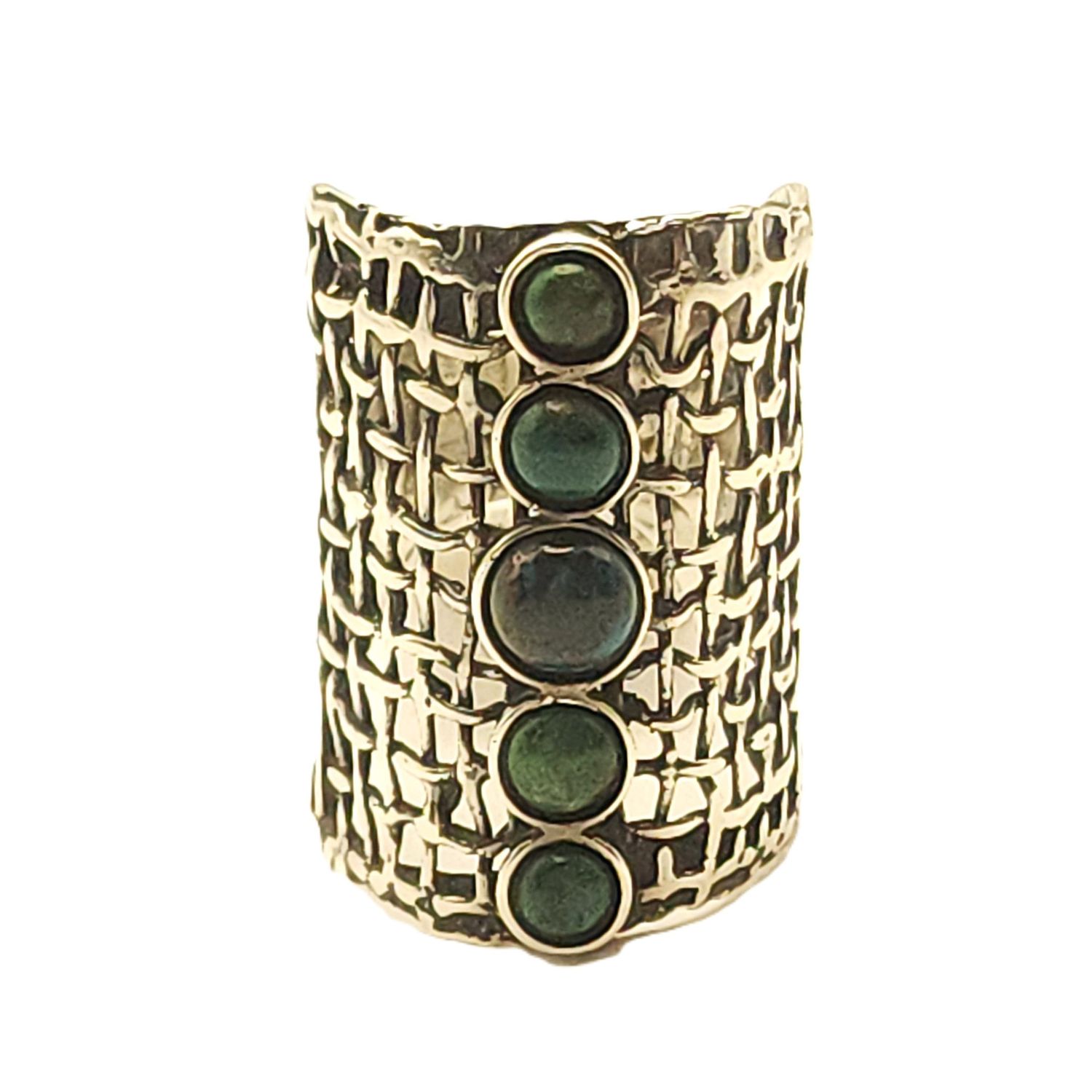 Sterling Silver Hadar Green Agate Net Ring- Size: 8