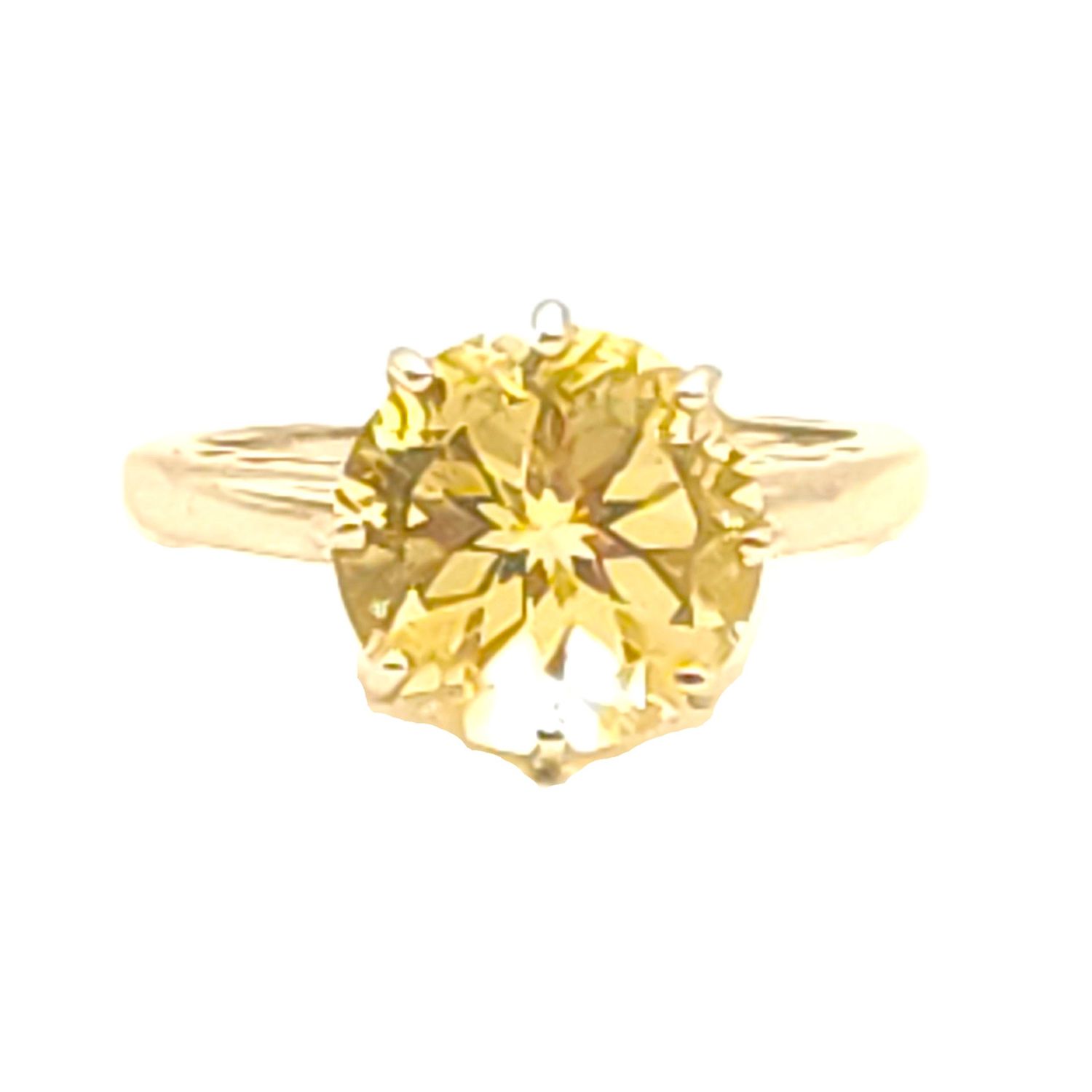 Sterling Silver Light Yellow Stone Solitare- Size: 8
