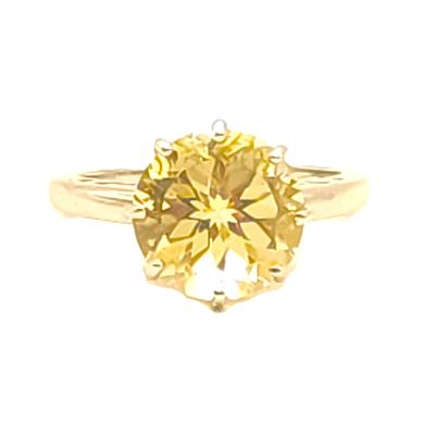 Sterling Silver Light Yellow Stone Solitare- Size: 8