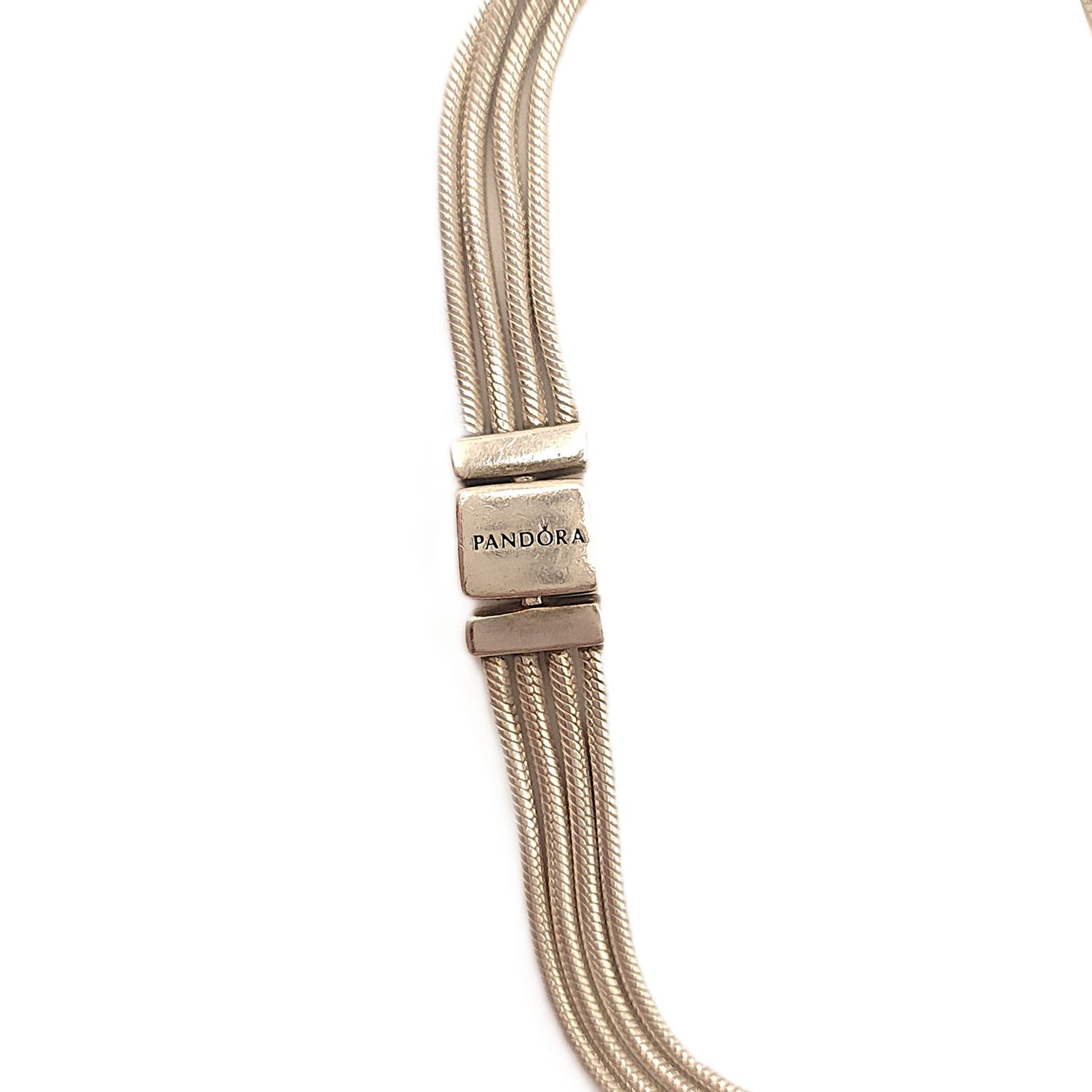 Sterling Silver Pandora Four Row Snake Slide Bracelet- Size: 7"