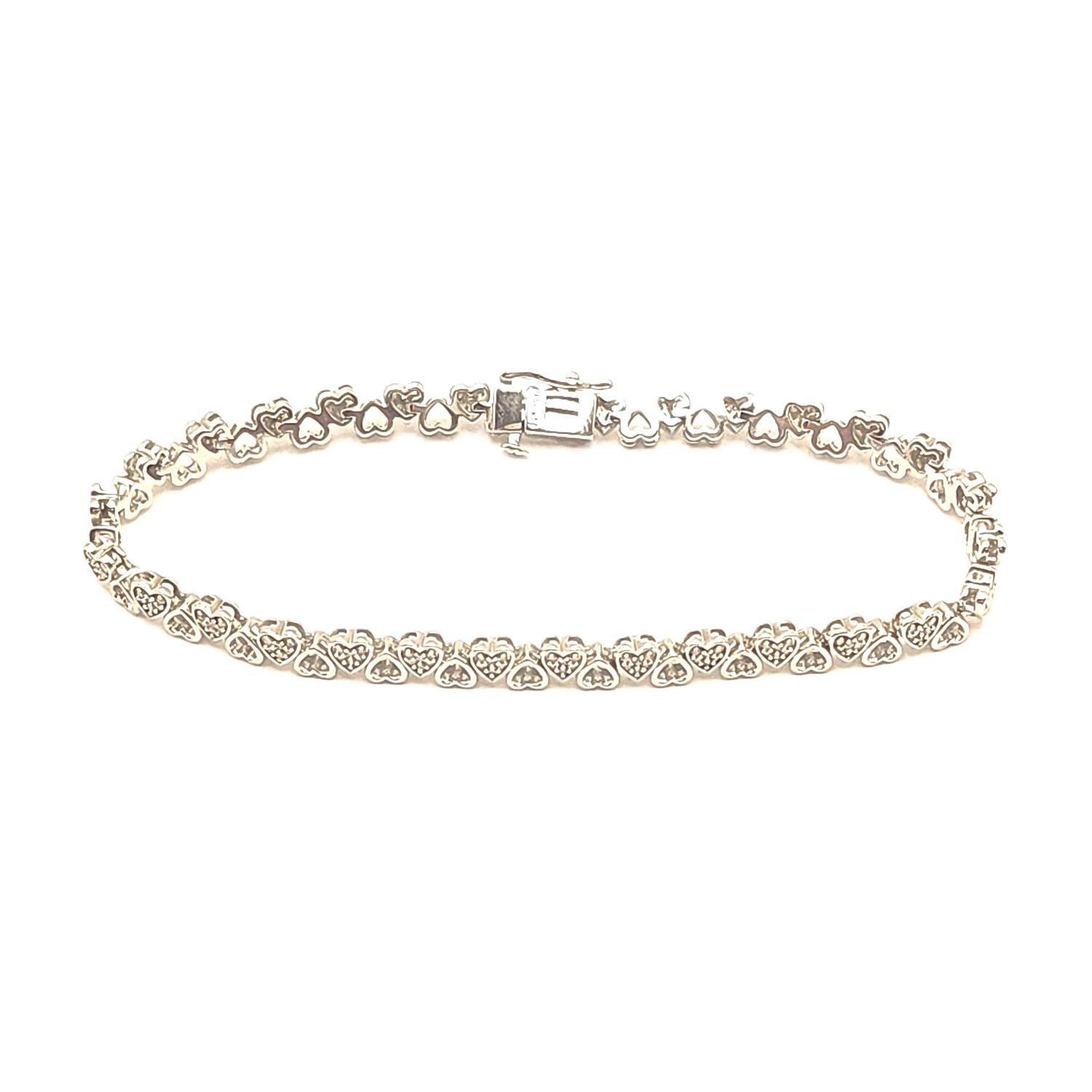 Sterling Silver Heart Tennis Bracelet- Size: 7.5"