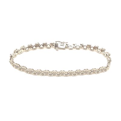 Sterling Silver Heart Tennis Bracelet- Size: 7.5"