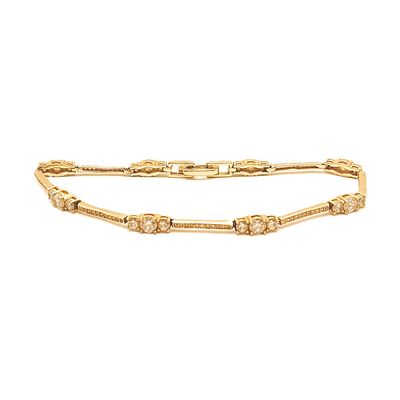Sterling Silver Three Stone Link Tennis Bracelet- Size: 8"