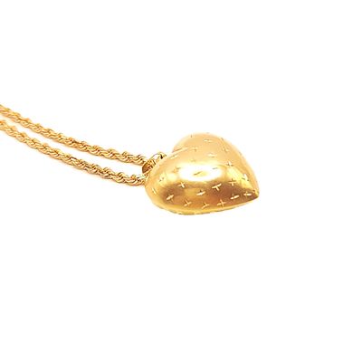 14k Rose Gold Heart on 14k Rose Gold Rope Chain- Size: 24"