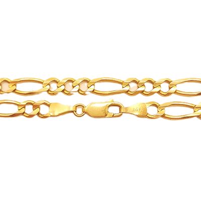 14k Gold Solid Figaro Necklace- Size: 20"