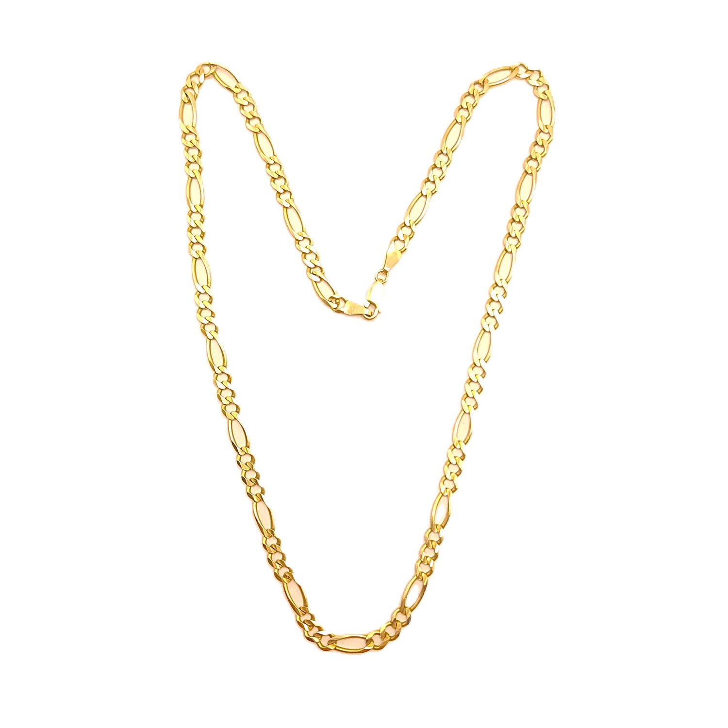 14k Gold Solid Figaro Necklace- Size: 20"