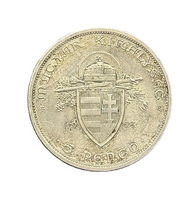 1938 Hungary 5 Pengő Silver Coin