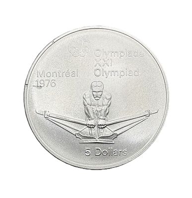 1974 Canada $5 Silver Olympic Canoeing Silver Round