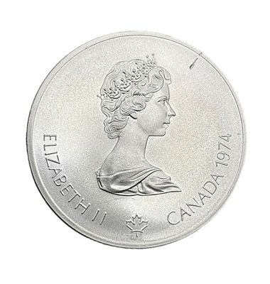 1974 Canada $5 Silver Olympic Canoeing Silver Round