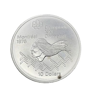 1975 Canada $10 Silver Olympic Hurdles Silver Round