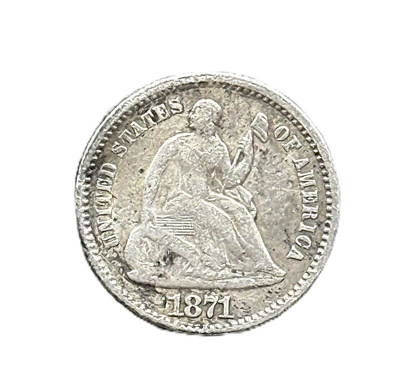 1871 Seated Liberty Half  Dime