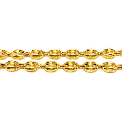 14k Gold Puffed Mariner Necklace- Size: 24"