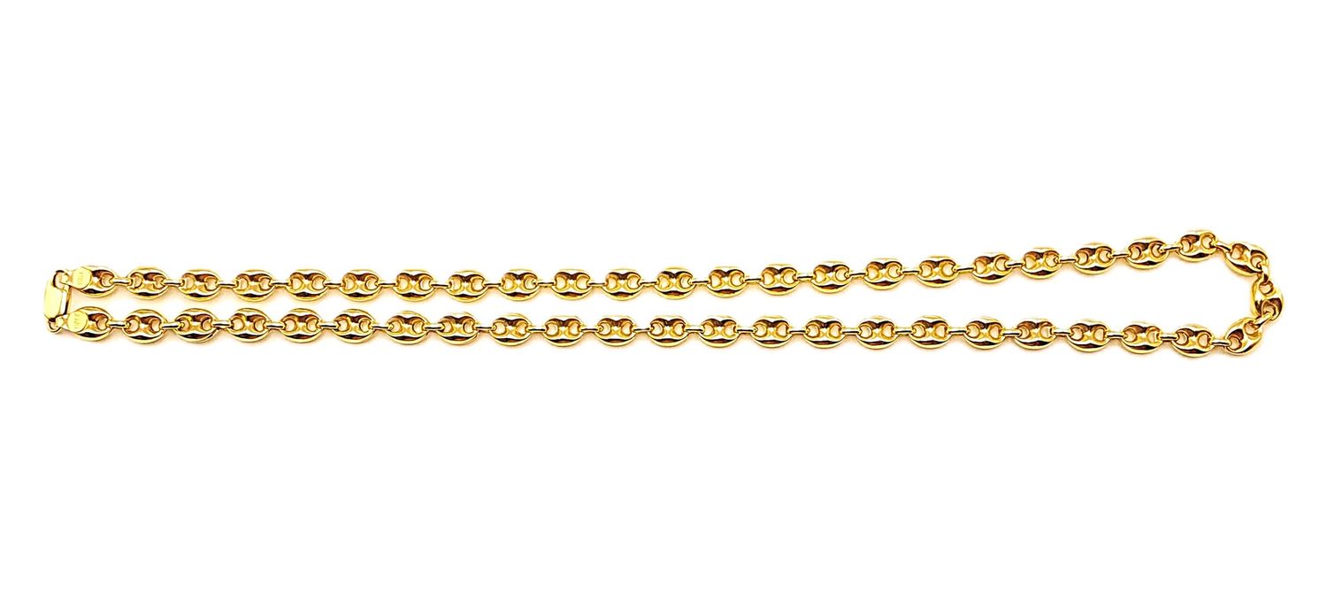 14k Gold Puffed Mariner Necklace- Size: 24"