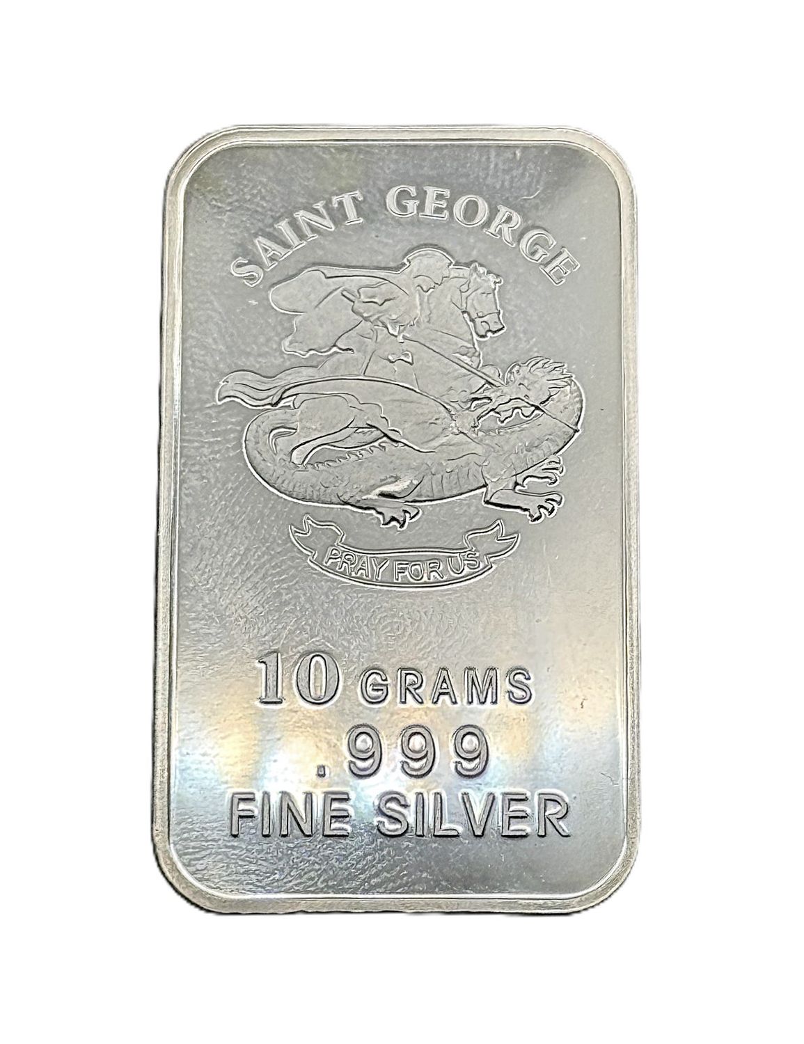 10 Gram Saint George Pray for Us Silver Bar- .999 Fine