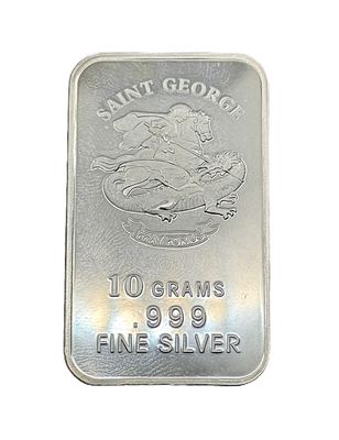10 Gram Saint George Pray for Us Silver Bar- .999 Fine
