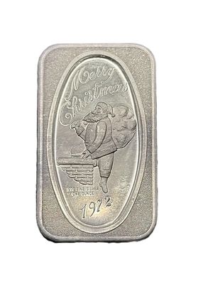 1972 Madison Mint Merry Christmas Santa 1 oz .999 Fine Silver Bar