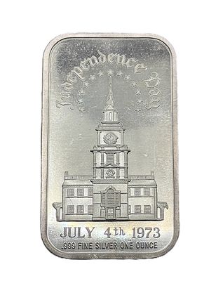 1973 Madison Mint Independence Day July 4th 1 oz .999 Fine Silver Bar