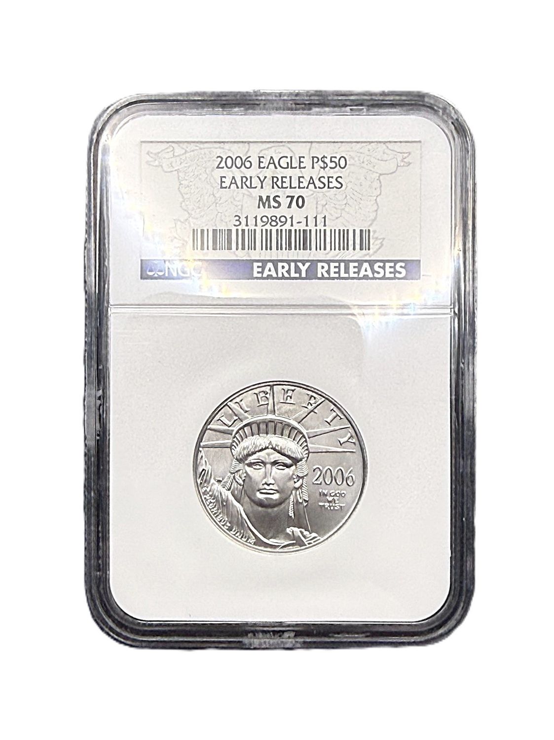 2006 American  $50 Platinum Eagle- NGC MS70- Early Releases- 1/2 oz -.9995 Fine