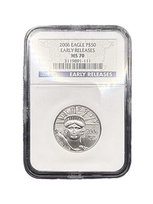 2006 American  $50 Platinum Eagle- NGC MS70- Early Releases- 1/2 oz -.9995 Fine