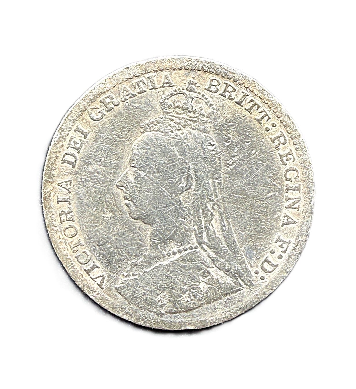 1891 Queen Victoria Jubilee Head Silver Threepence Coin