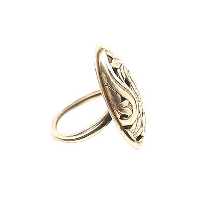 Sterling Silver Oval Filigree Ring- Size: 7-8